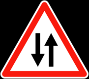 Rwandan road sign used in the Permis Provisoire theory test